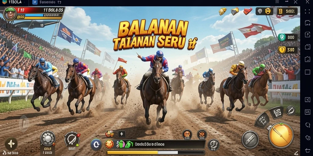 Tampilan gameplay balapan mendebarkan di 11BOLA.