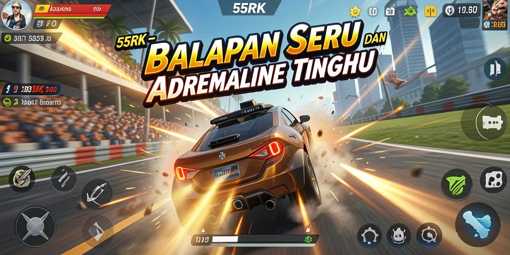 Gameplay menegangkan dalam balapan adrenalin tinggi di 55RK.