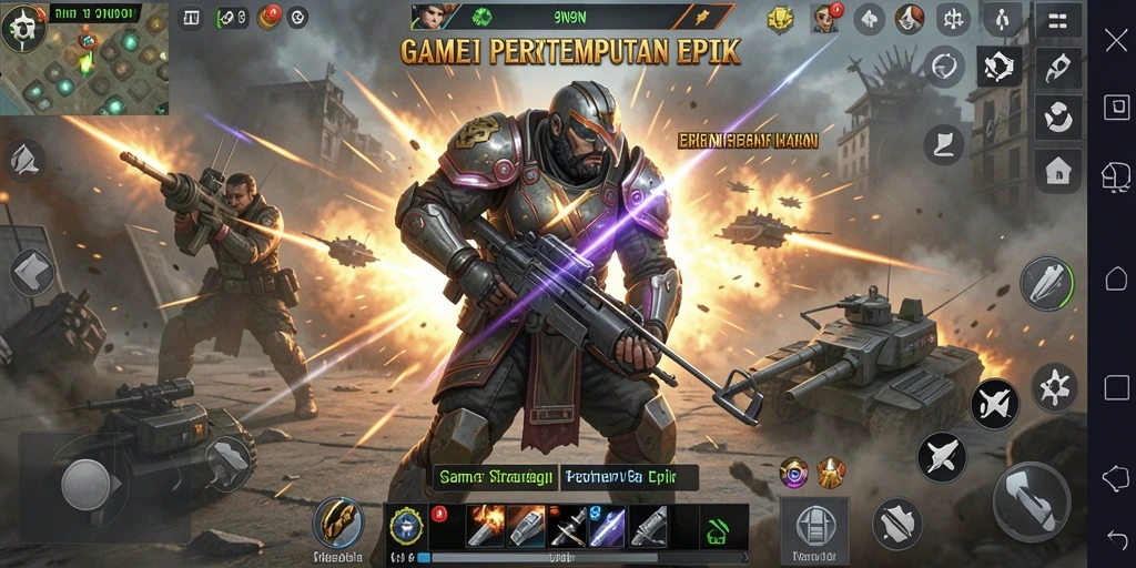 Tampilan gameplay menarik dari 9N9N dengan strategi dan pertempuran yang intens.