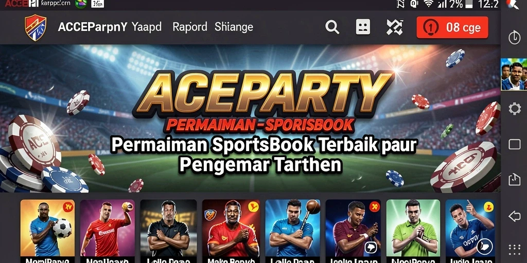 Tampilan gameplay ACEPARTY dengan berbagai pilihan taruhan olahraga.