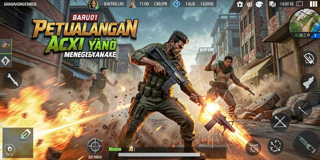 Tangkapan layar yang menunjukkan aksi seru dalam BARU01.