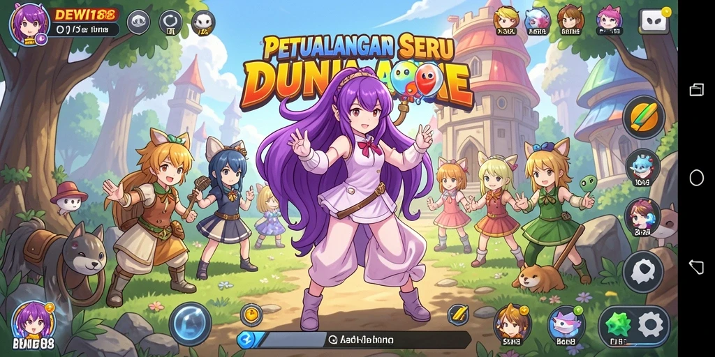 Tangkapan layar utama DEWI188 menampilkan aksi seru dalam game Anime.