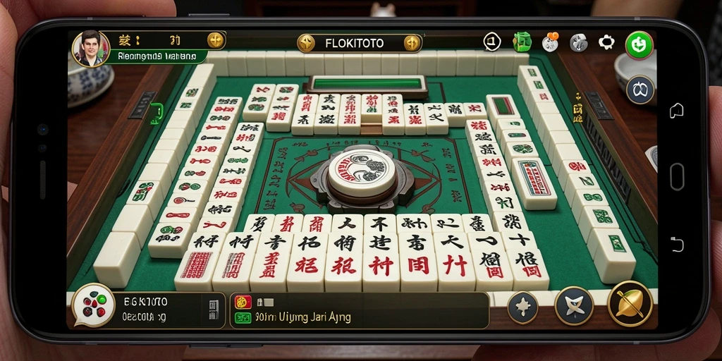 Tampilan screenshot game yang menarik dari gameplay Mahjong.