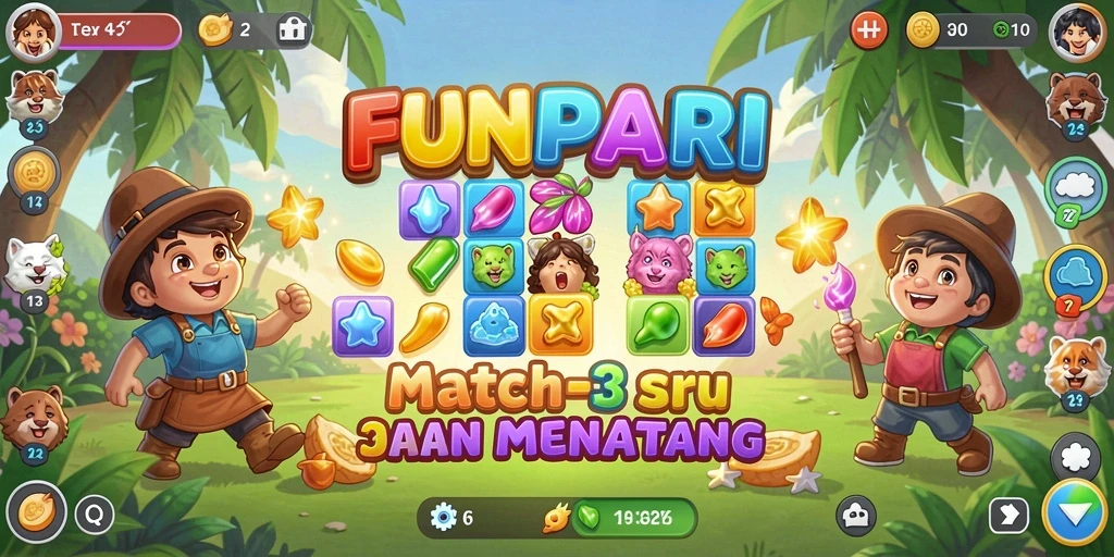 Tampilan gameplay <strong>FUNPARI</strong> yang penuh warna dan menantang.