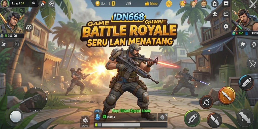 Tampilan seru gameplay IDN668 dalam pertempuran Battle Royale.