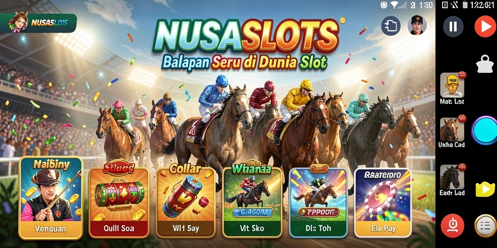 Screenshot gameplay NUSASLOTS yang menunjukkan aksi balapan yang seru.