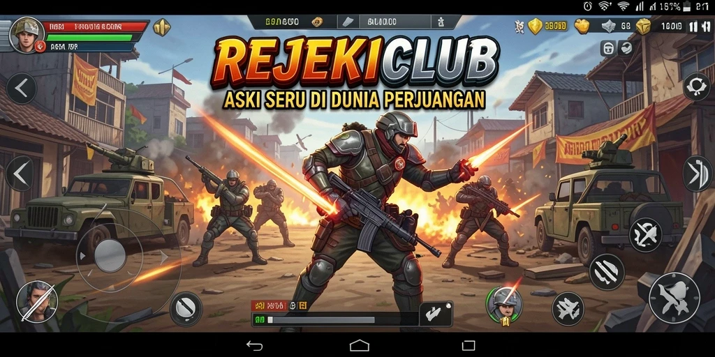 Tangkapan layar game menunjukkan aksi seru dalam pertarungan di REJEKICLUB.