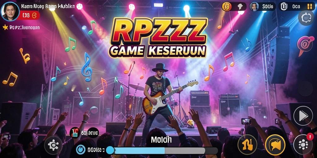 Tampilan gameplay menarik dari RPZZZ dengan berbagai tantangan musik.