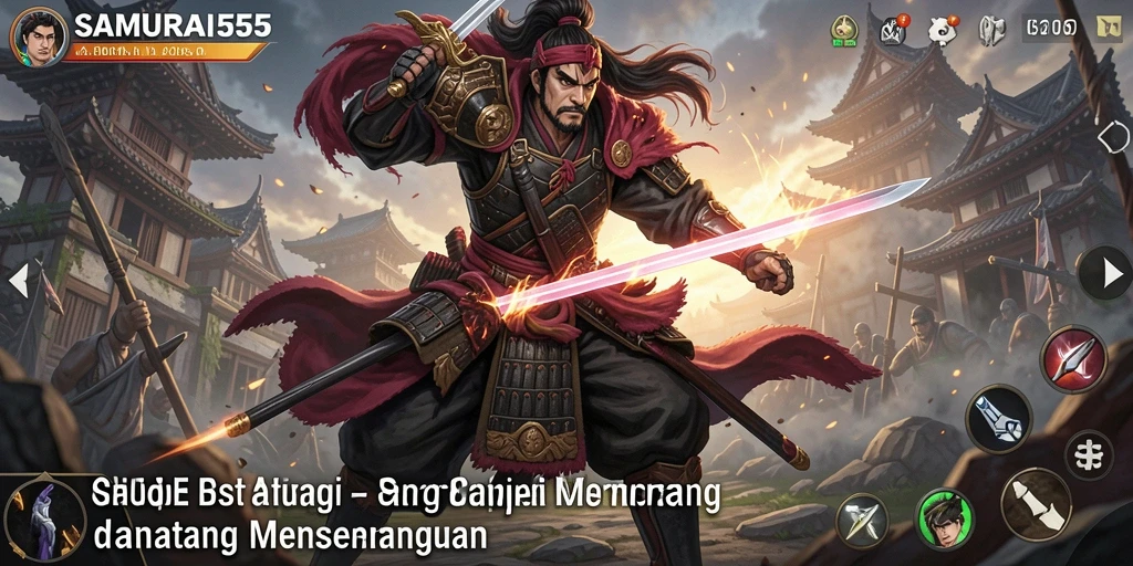 Screenshot gameplay <strong>SAMURAI555</strong> menunjukkan aksi pertempuran strategis yang seru.
