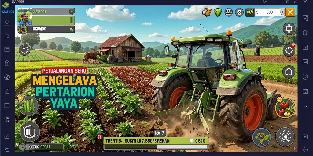 Tampilan gameplay menarik dalam SIAP108 saat mengelola ladang pertanian.