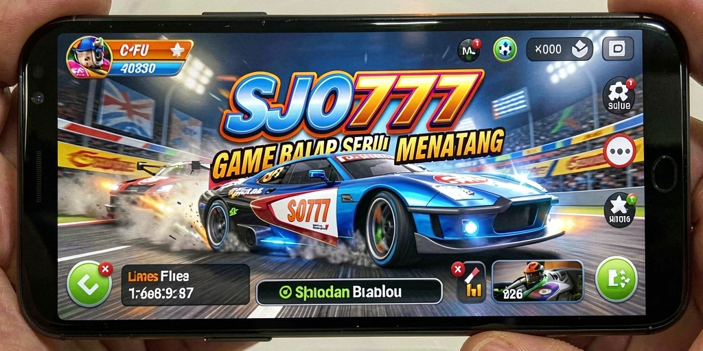 Tampilan gameplay SJO777 yang seru saat balapan di lintasan.