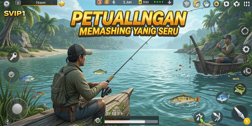 Tampilan gameplay SVIP1 yang menampilkan aksi memancing yang mendebarkan.