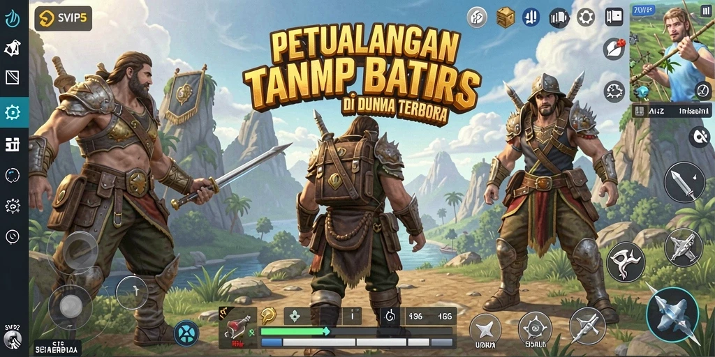 Screenshot gameplay SVIP5 menampilkan petualangan menjelajahi dunia terbuka.