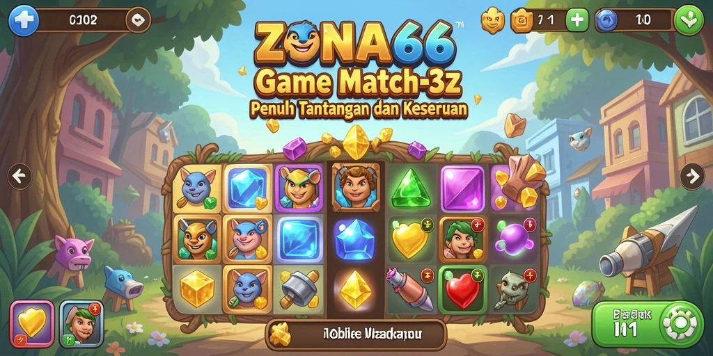 Screenshot gameplay ZONA66 menampilkan keseruan mencocokkan item.