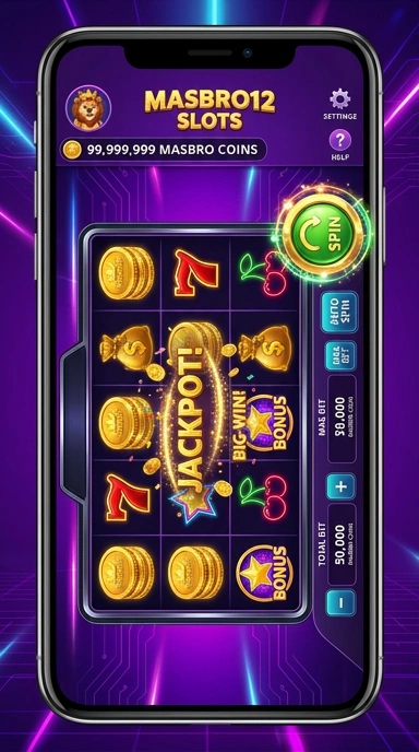 Screenshot aplikasi masbro12 dengan tampilan beranda yang menarik.